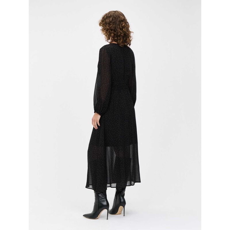Veronika Maine Spotted Georgette Gathered V-Neck Dress image number 1